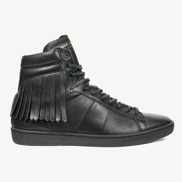 Saint Laurent SL/18H High Black Fringe High-Top Sneakers - Picture 1 of 13